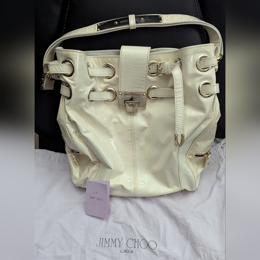 Jimmy Choo Cream and Gold Backpack